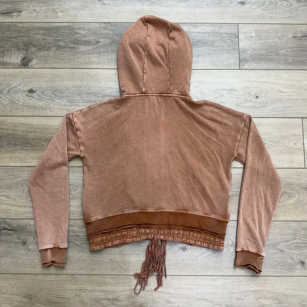 Free People When Worlds Meet Cropped Hoodie Rare Zip Jacket Hoodie Copper Medium